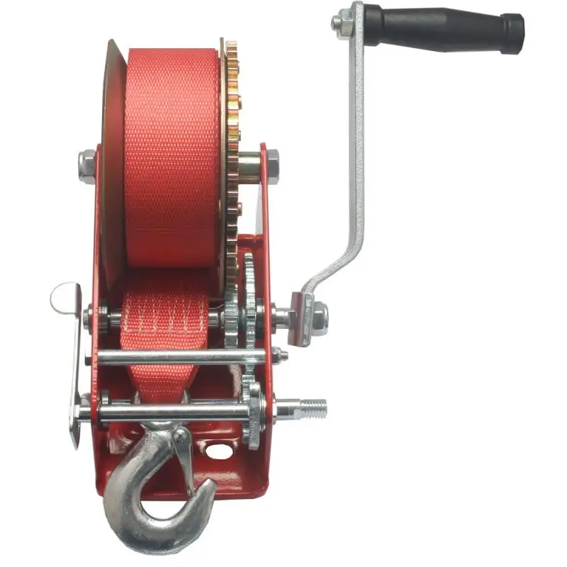 New 3,000-Pound Hand Winch Spray-Moulded Red Coloured Galvanized Nylon Rope Winch