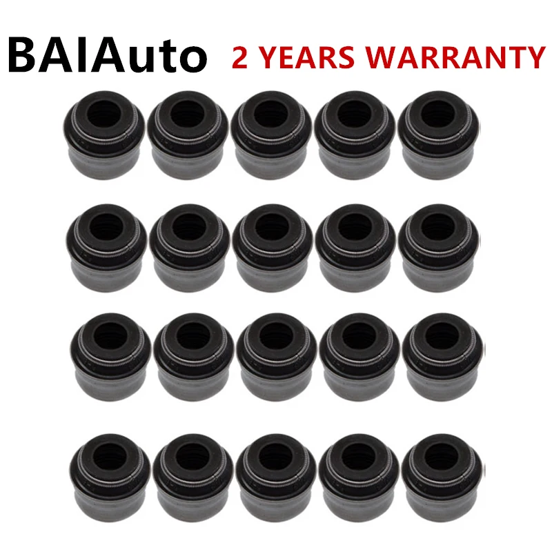 

20 шт., 6 мм, черный комплект сальников штока клапана двигателя для VW Golf Passat Polo Audi A3 A4 A5 A6 036 109 675 A 036109675A 036 109 675