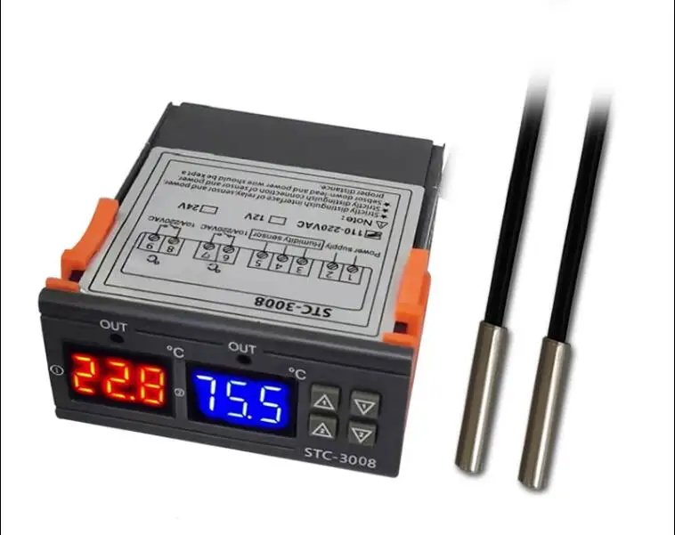 

STC-3008 computer digital display intelligent double control electronic temperature controller double display double temperature