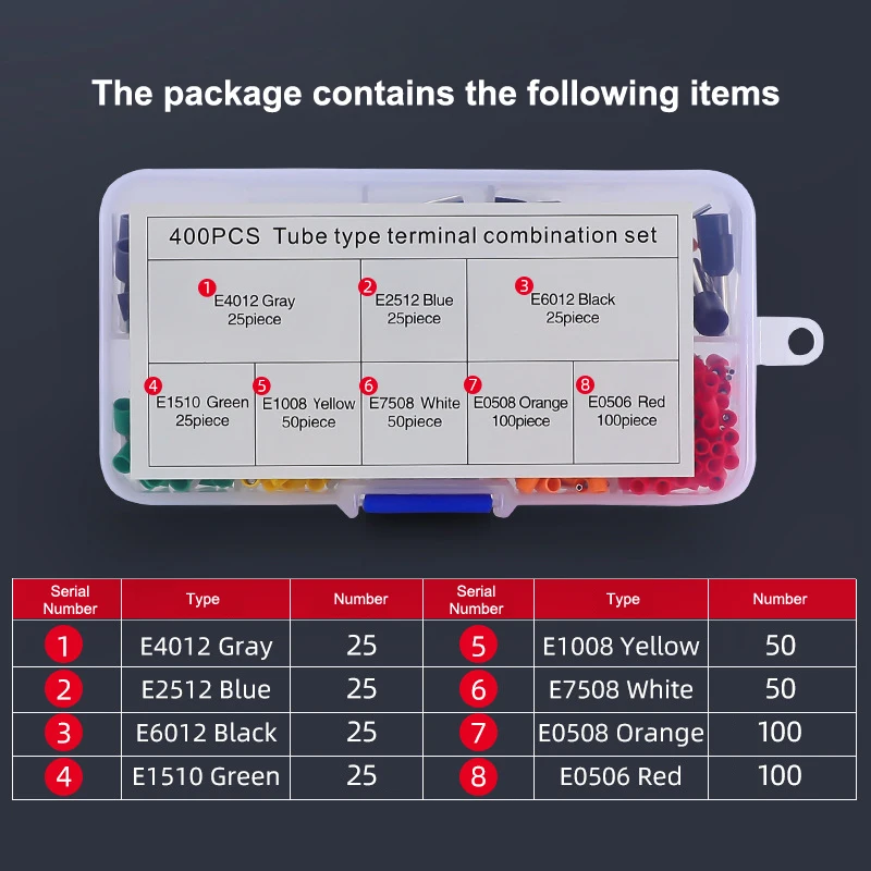 400Pcs Rohr Typ Elektrische Draht Conector Crimp Anschlüsse Draht Terminal Stecker Kabel Terminals End Crimps Isolierte Sortiment