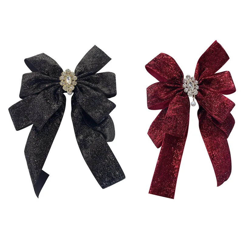 Big Bow Rhinestone Hair Grips Long Tail Girls Glitter Barrette Hair Clip Party Hair Accessories