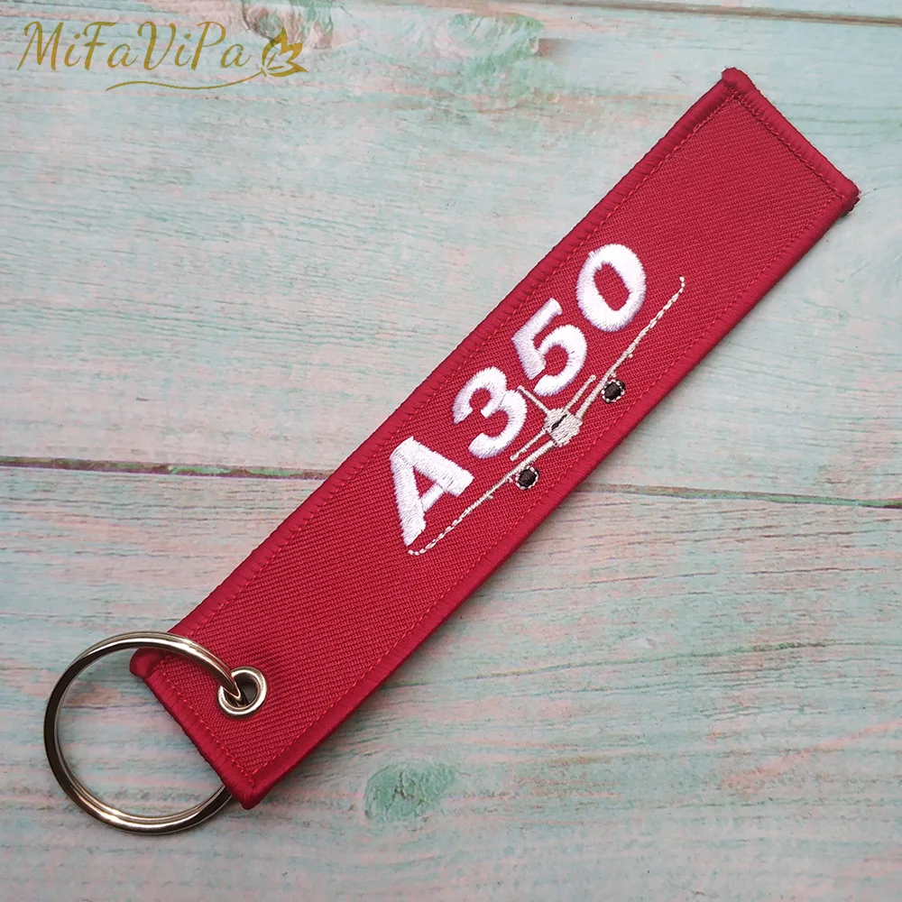 50 PCS Red A350 Keychain Fashion Trinket Phone Strap Embroidery Air Plane Sleutelhanger Airbus Key Chain for Men Gift Porte Clef