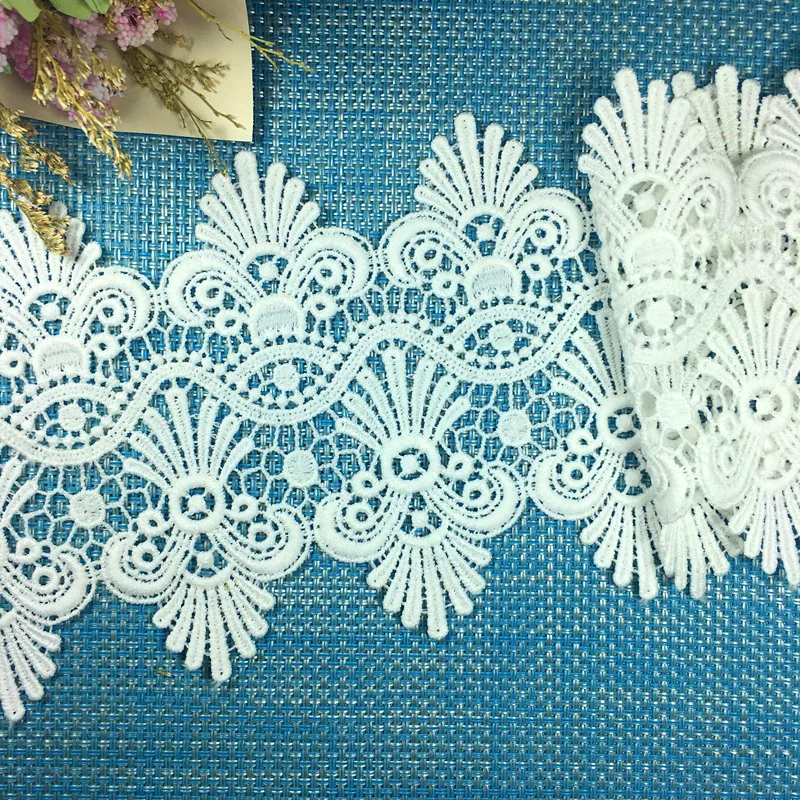 12CM Wide Retro French Lace Fabric Water-Soluble Embroidery Lace Satin Neckline Collar Stitch Applique DIY Craft Decoration