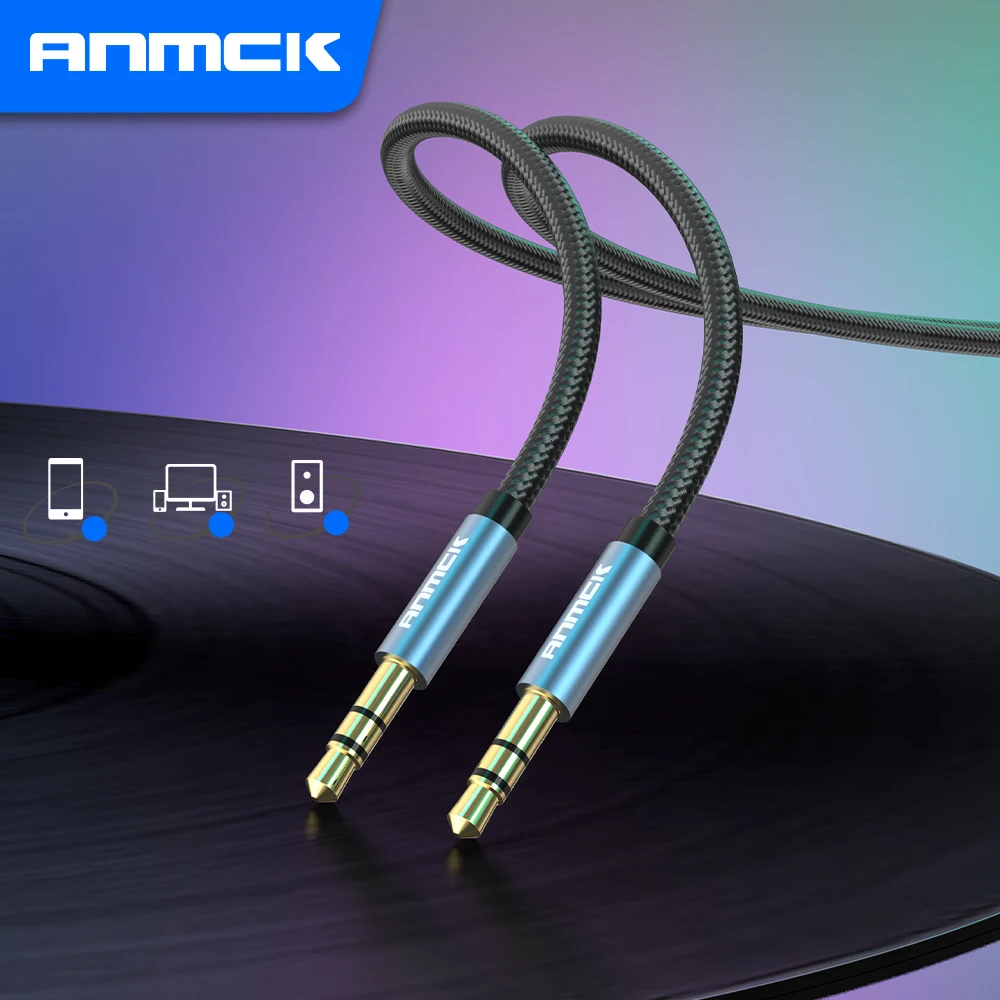 Anmck Jack 3.5mm Aux Cable Speaker Line Audio Cable For Laptops Desktop Phone Car Headphones Aux Audio Cord Jack 3.5