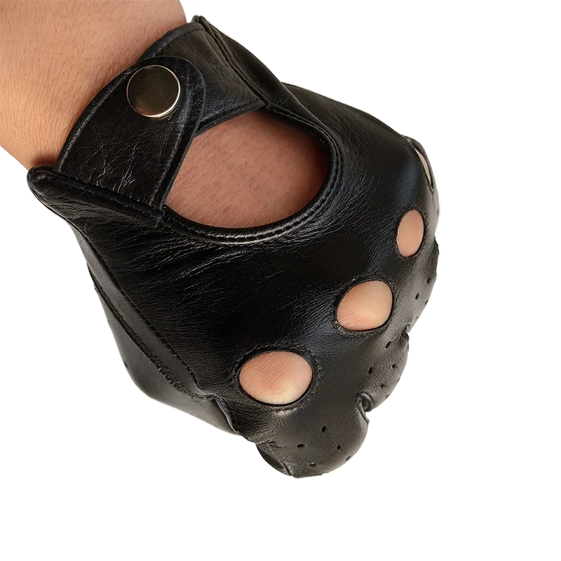 Carttigercat-guantes de conducción de cuero genuino para hombre, sin forro, finos, suaves, piel de cordero, frescos, de muñeca corta, con pantalla