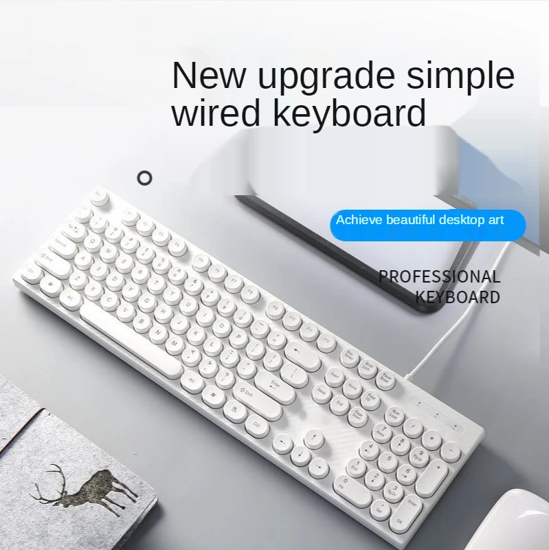 

Lightweight and Silent Wired Keyboard USB Waterproof Notebook Keyboard Retro Punk Keyboard for Home/office