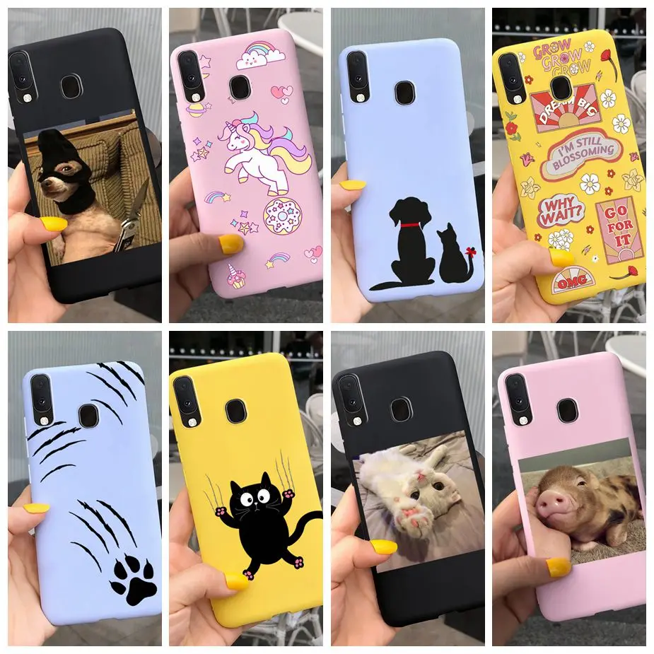 Fo Coque Samsung A20e Case SM-A202F Silicone Soft Cute Cat Unicorn Painted Cover For Samsung Galaxy A20E A202F A202 Phone Bumper