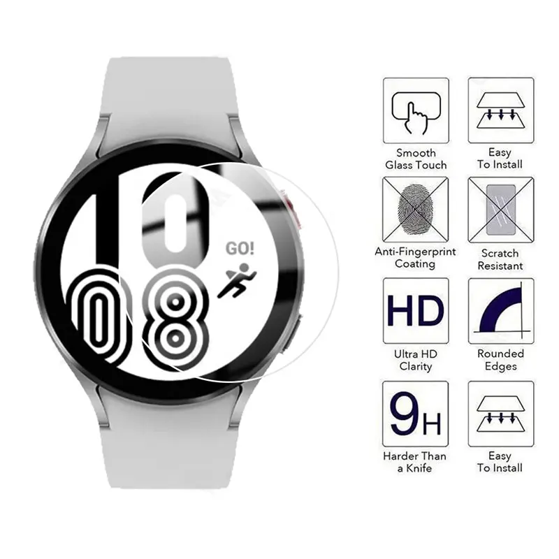 Vidrio de protección templado para reloj inteligente Samsung, película protectora de pantalla para Galaxy Watch 4 Classic, 40mm, 44mm, 42mm, 46mm