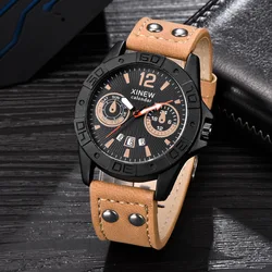 UTHAI CE87 Mens Watches Fashion Leather Date Sports Military Gift Quartz Watch