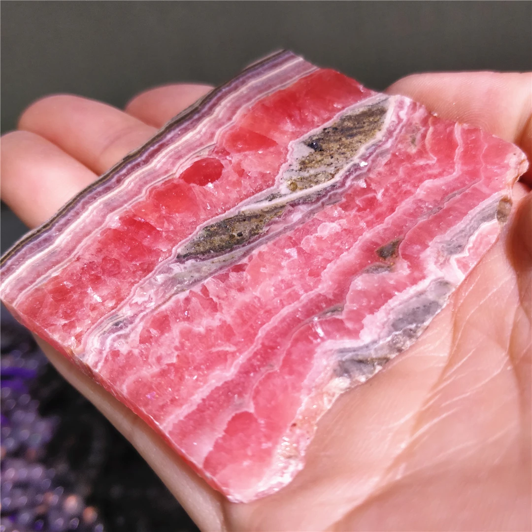 

Good Quality Real Gemstones Natural Rhodochrosite Quartz Crystals Slice Specimen Pieces Jewelry For Collections Chakras Minerals