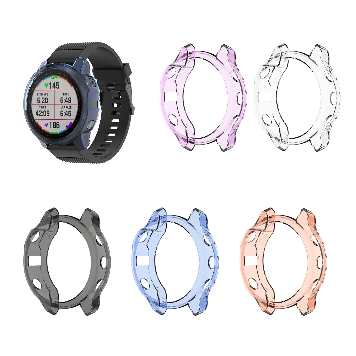 Fashion Silicone Shockproof Protective Case Cover For Garmin fenix 6 6x 6s Transparent Soft TPU Protector Shell Frame Skin