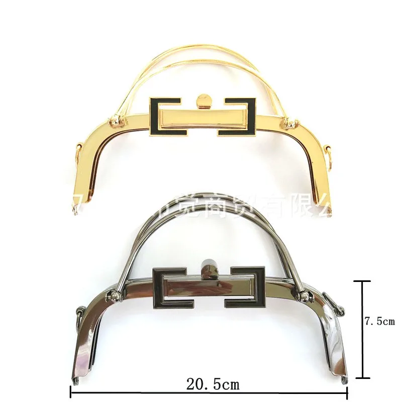 20.5cm Vintage Elegant Women Purse Frame Clutch Bag Clasp with Handle Knurling Bronze Hardware Accessories