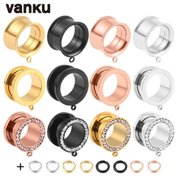 Vanku-tapones para los oídos de acero inoxidable, Piercing de doble campana, túneles de tornillo, ensanchadores, joyería corporal, expansor de pendientes, 2 piezas