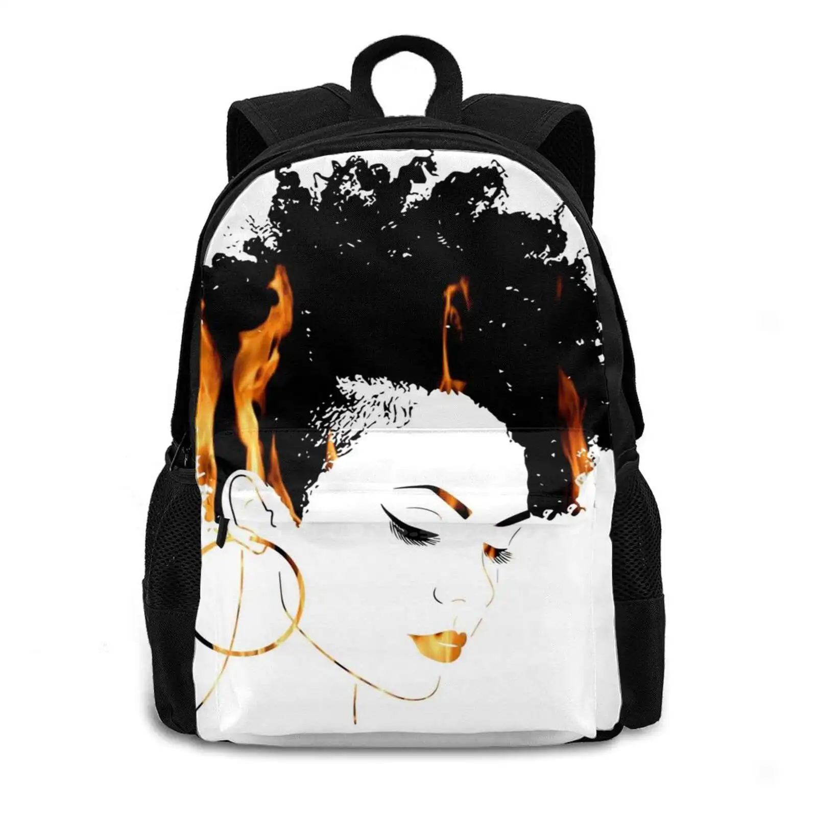 Fiery Spirit Within Backpack For Student School Laptop Travel Bag Faith Black And White