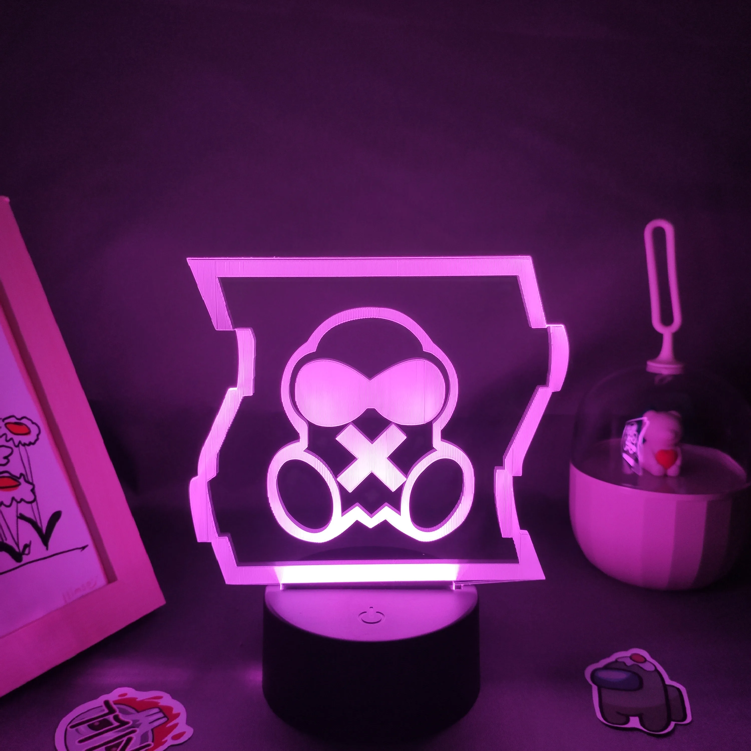 Gra sześciokolorowa tęcza maska gazowa COD lampy 3D Led Neon RGB lampka nocna urodziny fajny prezent dla przyjaciela sypialnia stół kolorowa dekoracja