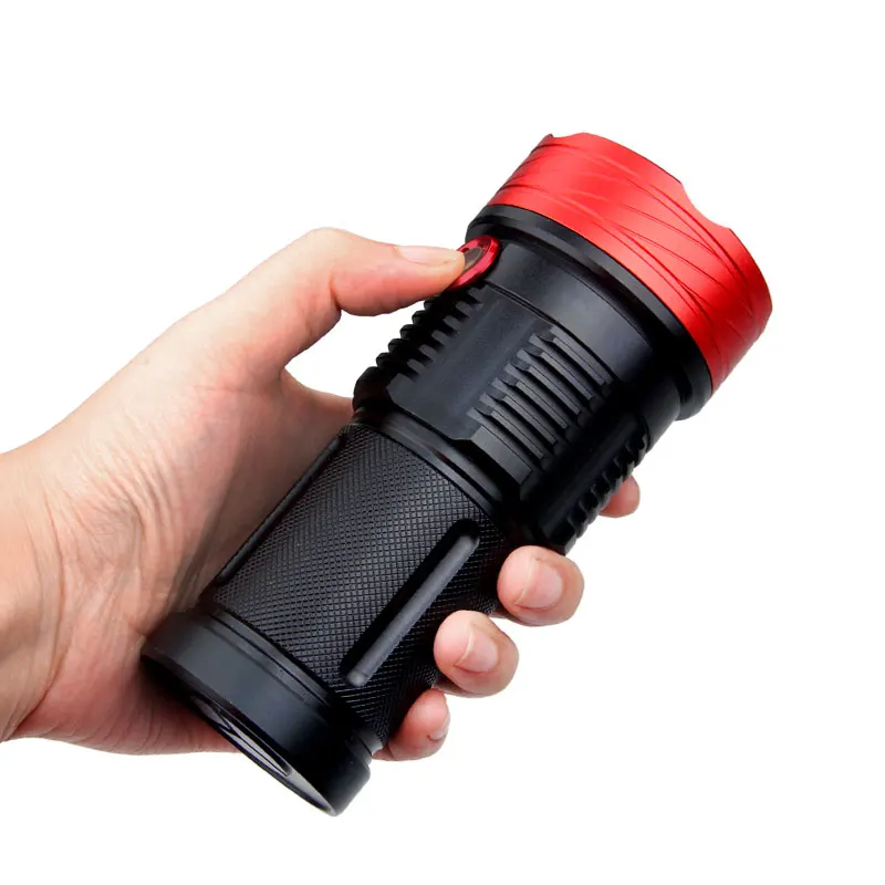 Ultra Bright 6000 Lumens 10* LED Flashlight 3 Lighting modes Waterproof Camping Huting Light Torch+4*18650 Battery+USB Charger