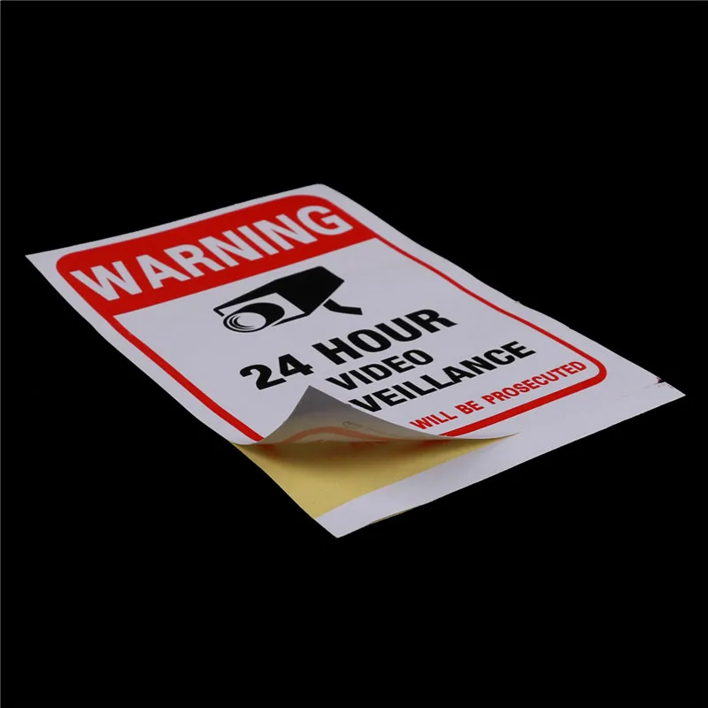 5pcs 24H CCTV Video Camera System Security Warning Sign Sticker 15cm * 10cm