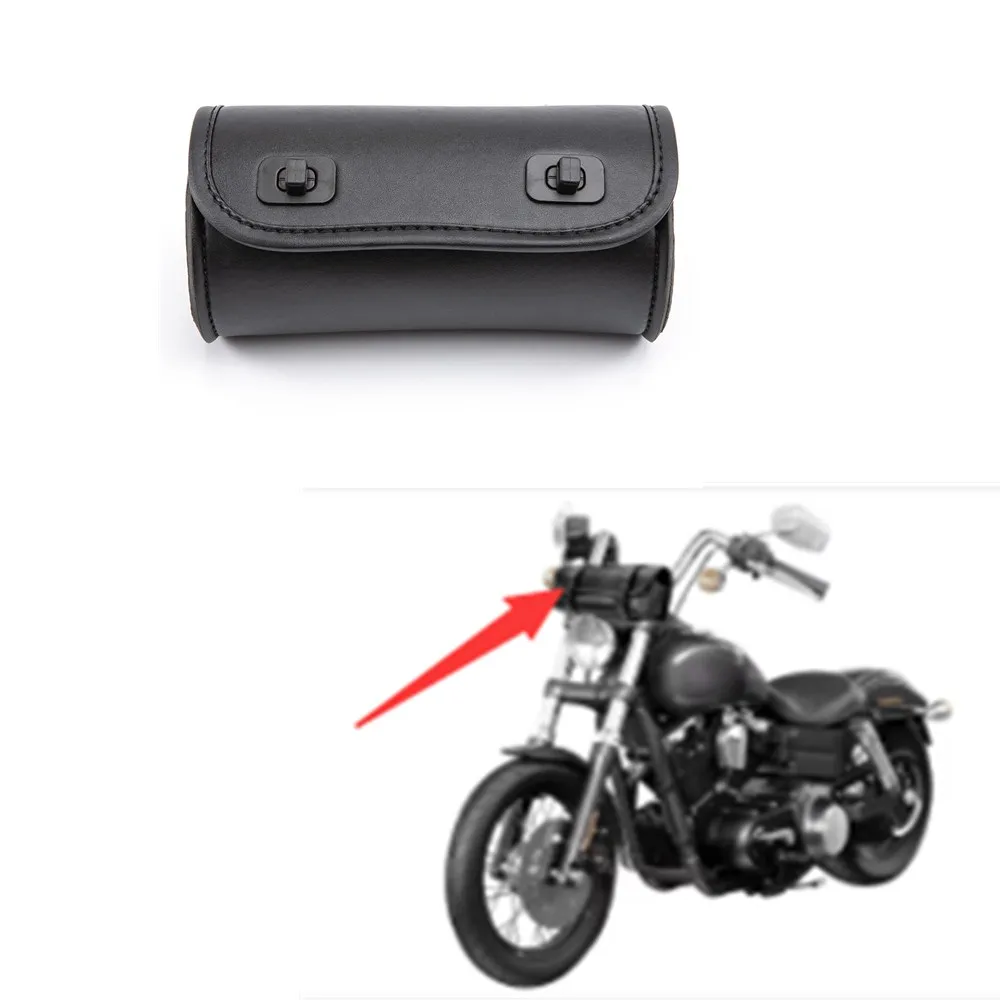 

Motorcycle Cruiser Tool Bag Fork Barrel Shape Handlebar Front Fork Bag Black