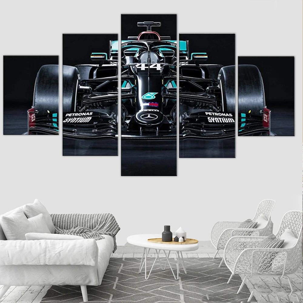 No Framed Canvas 5Pcs AMG Formula 1 W11 Sports Car Wall Art Posters Pictures Paintings Home Decor for Living Room Decorations