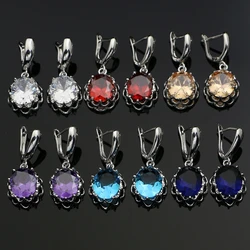 Women Fashion Cubic Zirconia Stone Mosaic Earrings Handmade Silver 925 Dangle Stone Earrings for Women Wedding Dropshipping