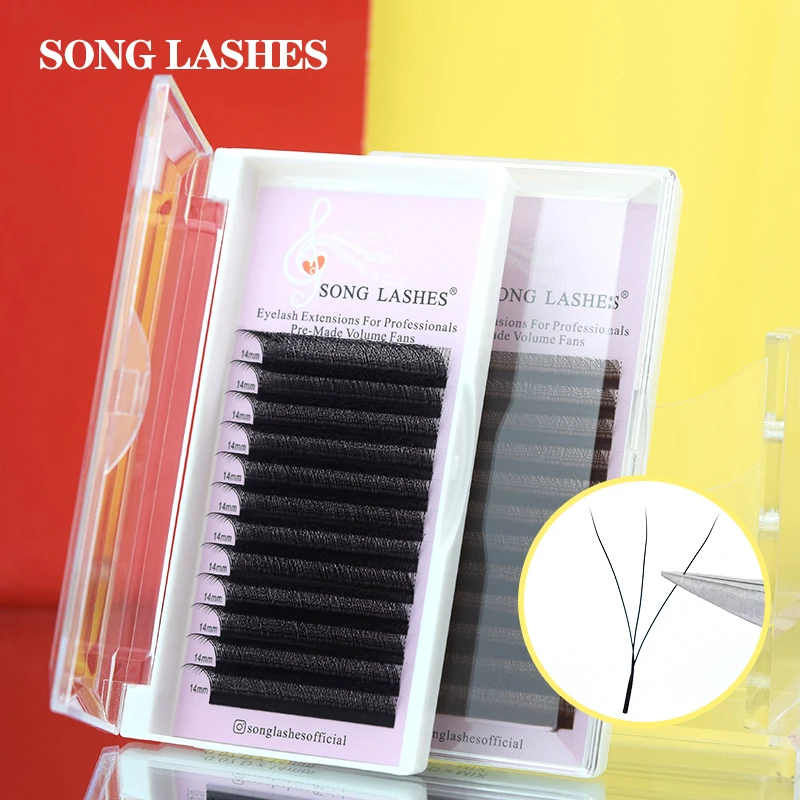 SONG LASHES 3D Premade Volume Fans W-Shaped Eyelashe Extension 3 Tip C/D Curl High Quality Idividual Lash