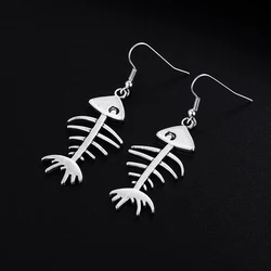 Trendy Vintage Fish Bone Shape Dangle Earrings for Women Girl Retro Drop Earrings Cute Small Object Earring Jewelry Bijoux