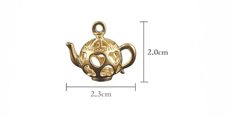Retro Mini Brass Teapot Pendant Hollow-carved Pot Craft DIY Key Chain Pendant Ornament Miniature sculpture home decoration a0288