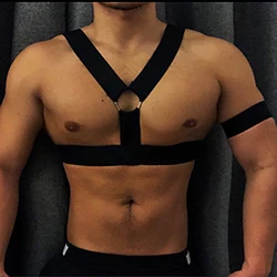 CLEVER-MENMODE Sexy Men's Body Chest Harness Bondage Halter Neck Men Lingerie Elastic Shoulder Straps Costume hombre Club Wear