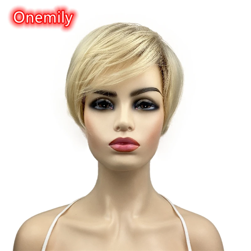 

Onemily короткие прямые пушистые жаропрочных синтетические парики для Для женщин девочек Косплэй тема вечерние вечернего выхода на выход весело блондинка