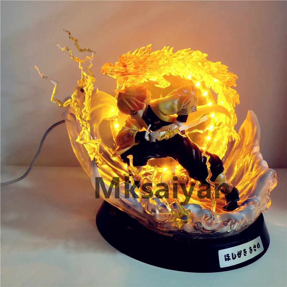 Demon Slayer รูป Zenitsu Thunderclap LED ของเล่น PVC Kimetsu ไม่มี Yaiba รุ่น Kimetsu ไม่มี Yaiba การกระทำ Figma Flash Effect ตุ๊กตา