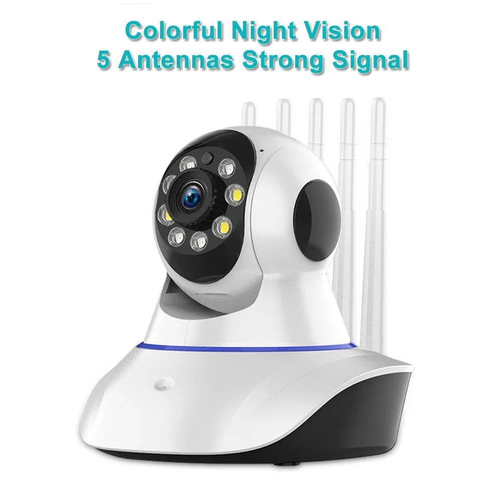 Colorido Night Vision Wifi Camera Indoor 3MP Pan Tilt Câmera IP Sem Fio Home Security Baby Camera 5 Antenas Sinal Forte