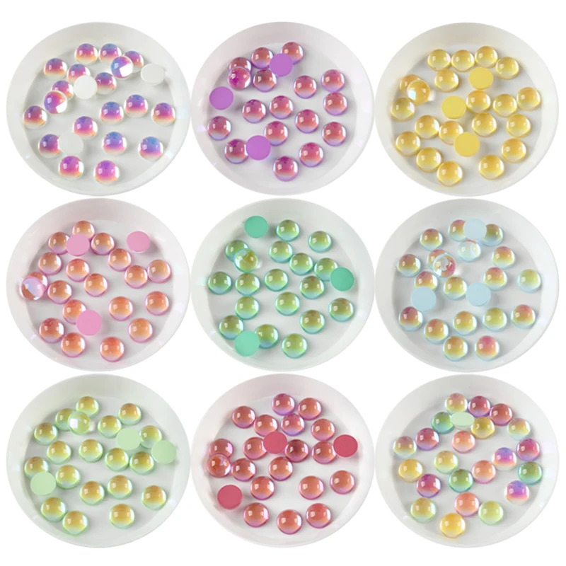 30pcs Mocha Mix Color 3D Nail Art Rhinestones Korea Style Glossy Round Shaped Crystals For DIY Manicure Decoration 8MM