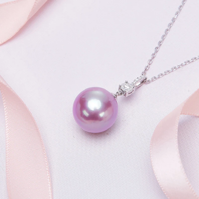 Trendy 925 Silver Jewelry Necklace Round Pearl Zircon Gemstone Pendant for Women Wedding Engagement Party Accessories Wholesale