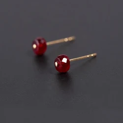 Designer's unique creative natural silver inlaid ruby earrings Chinese style retro small charm ladies brand  jewelry