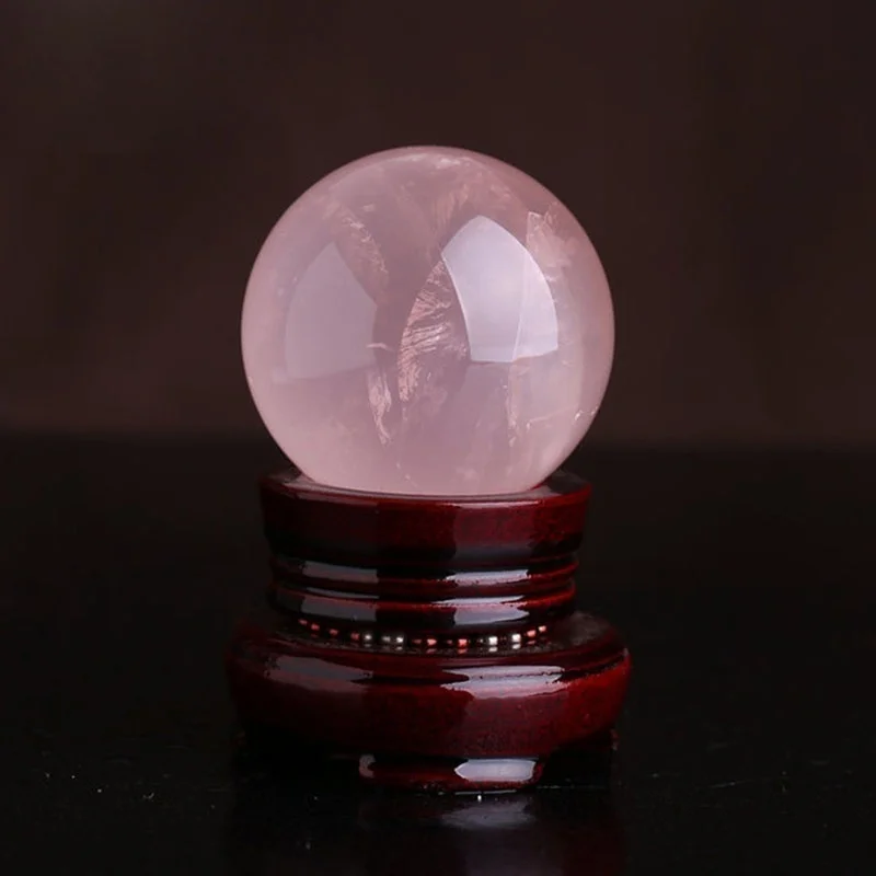 Natural Pink Rose Magic Quartz Crystal Healing Ball Reiki Decor Sphere 40MM W/ Stand