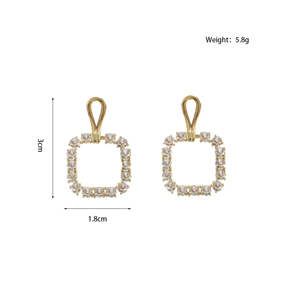 LANFLORA new geometric contracted zircon women earrings for birthday copper alloy cheap factory shop earrings wholesale price