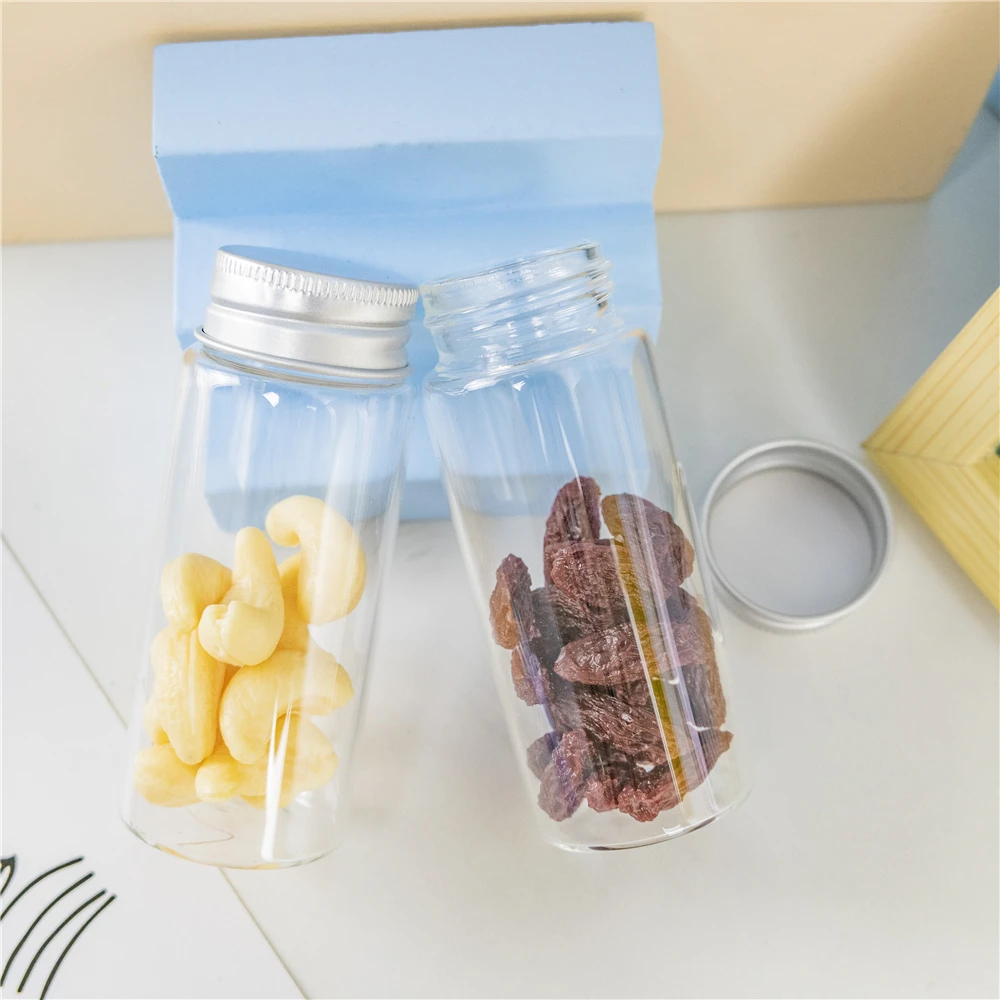 70ml 37x90x25mm Glass Bottle with Screw Cap Storage Bottle Glass Sealed Small Vials Jars Seal Leak Proof Jars 24pcs