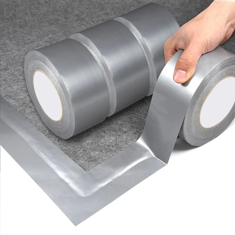 Super Sticky Cloth Duct Tape Carpet Floor Waterproof Tapes High Viscosity Silvery Adhesive Single-sided  Non-marking Cloth Tape