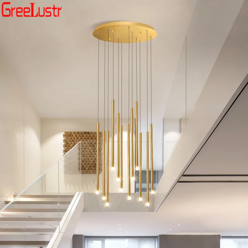 

Minimalist Gold Pendant Light Led Chandeliers Modern Ceiling Lamp Home Decor Stair Hanging Lamp Loft Industrial Indoor Lustres