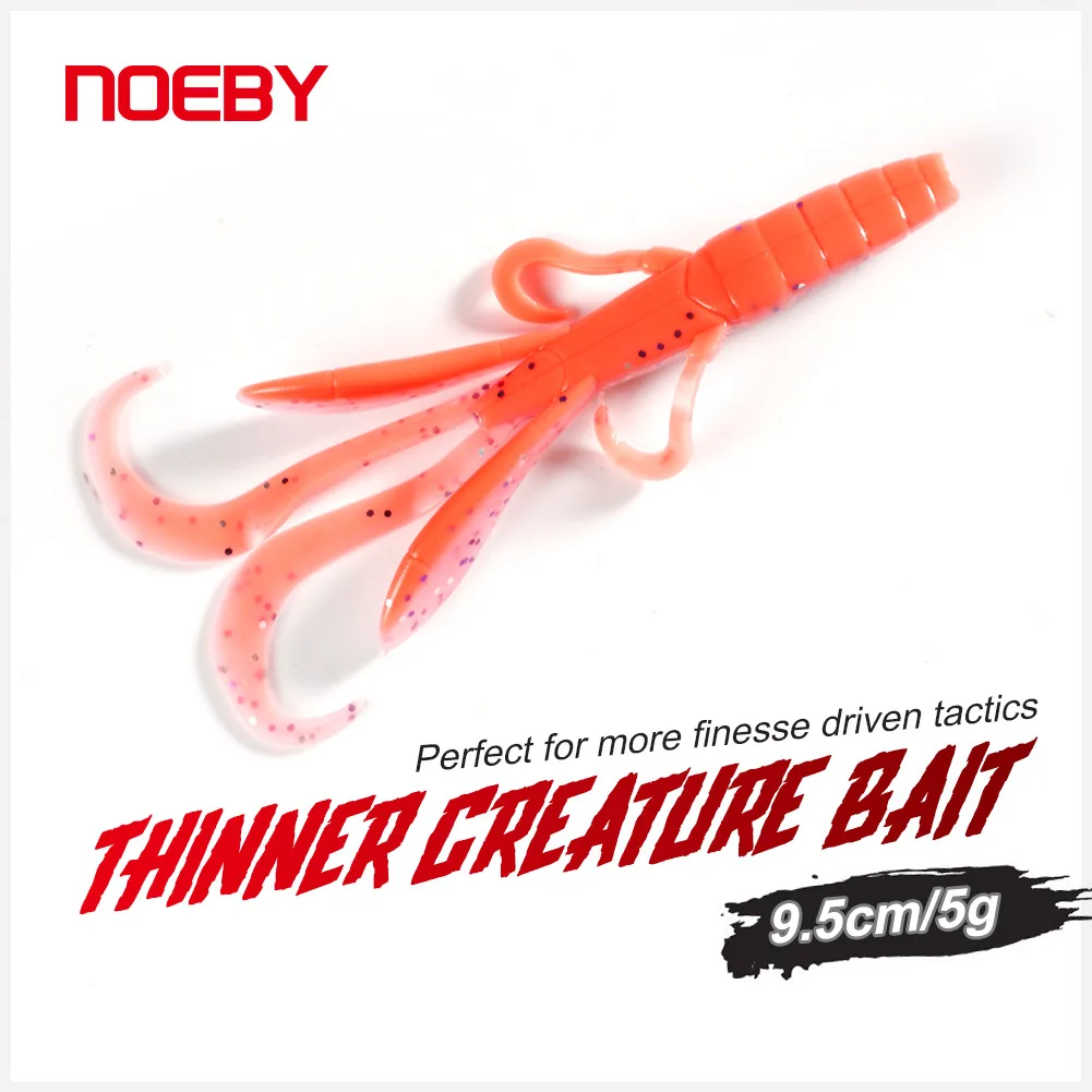 NOEBY-Thinner Creature Silicone Soft Bait, Shrimp Wobblers, Artificial Swimbait, Bass Fishing Tackle, 9.5cm, 5g