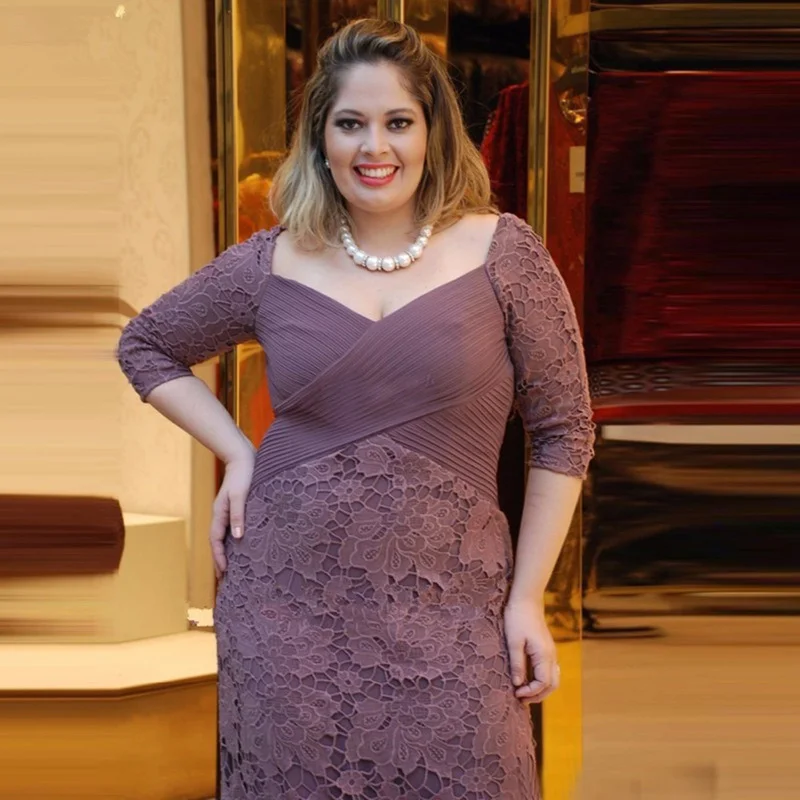 Vestidos formais para mãe de noiva, meia manga, renda, comprimento até o chão, plus size, vestidos de mãe para casamentos