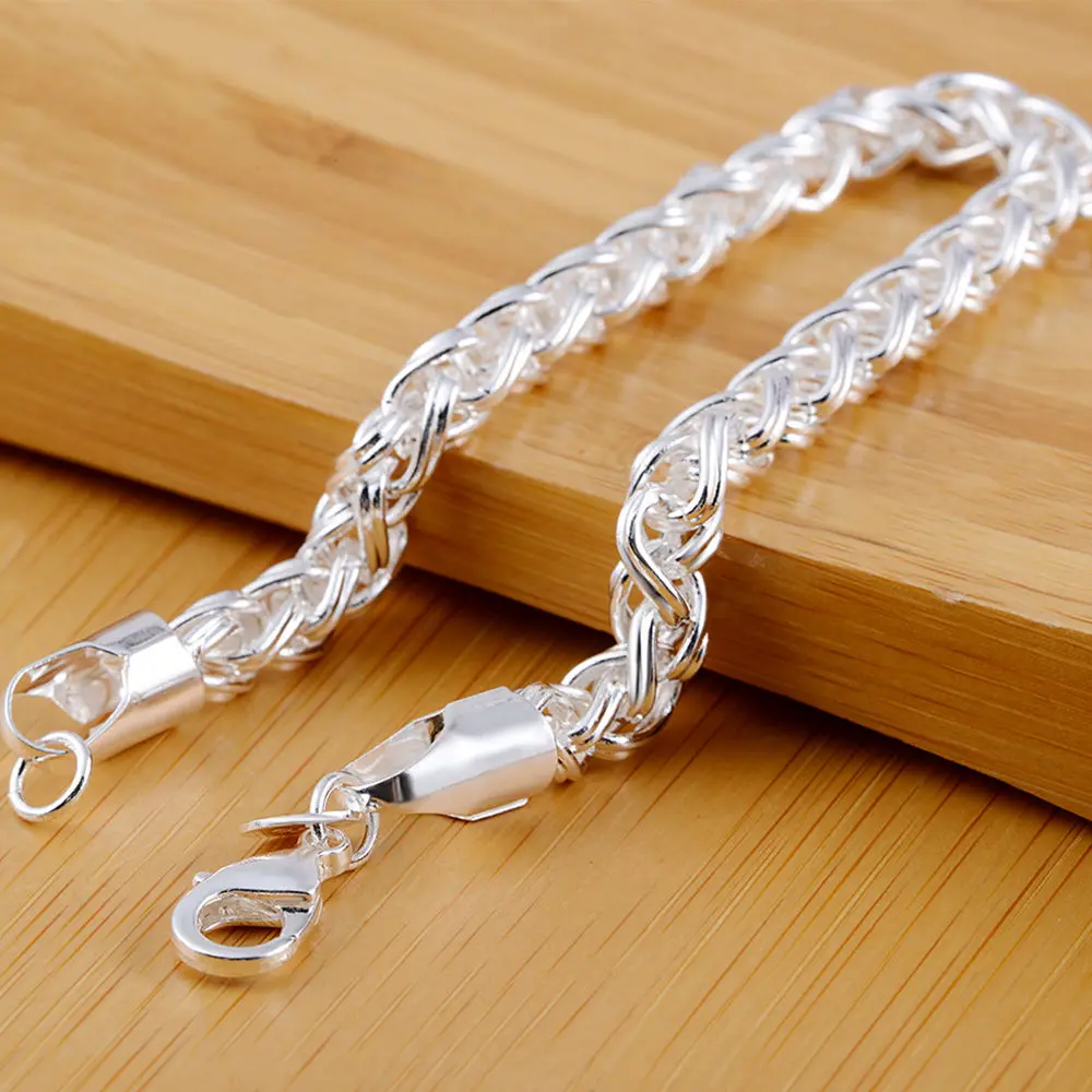 New 925 Sterling Silver Bracelet Fishbone Bracelet Woman & Men's Jewelry Gift