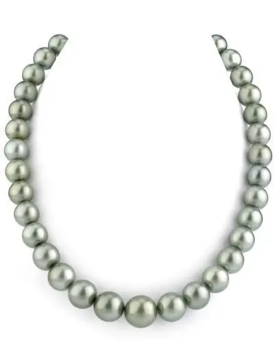 11-12mm natural freshwater gray pearl necklace 18