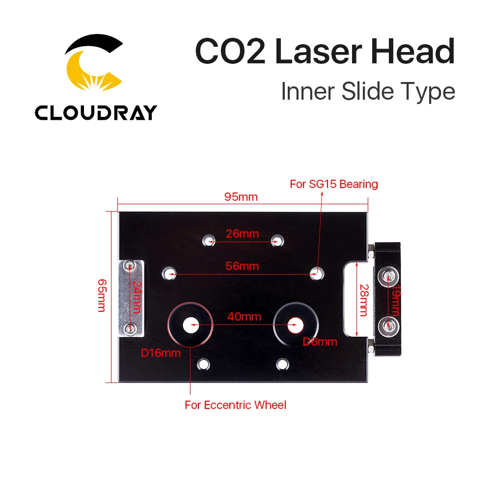 Cloudray – glissière intérieure CO2, tête Laser avec buse d'assistance à l'air pour Rail intérieur