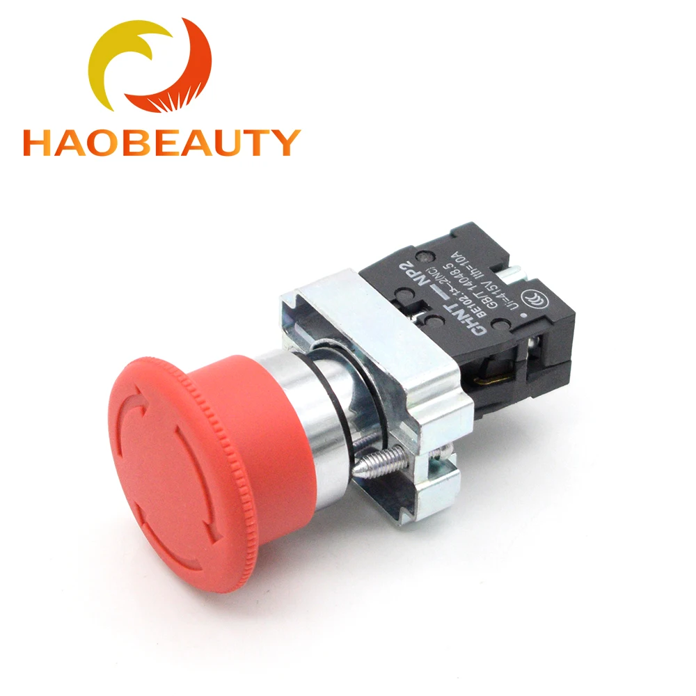 HAOBEAUTY Emergency Stop Button NC Rated Current 10A AC15 240V-3A for CO2 Laser Engraving Cutting Machine