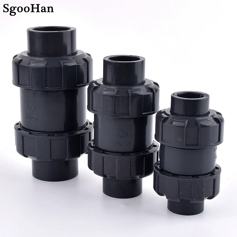 

1pc Dark Grey I.D 20~90mm UPVC Non-Return Ball Valve Plastic One-Way Check Valve Vertical lie General Water Pipe Union Valve