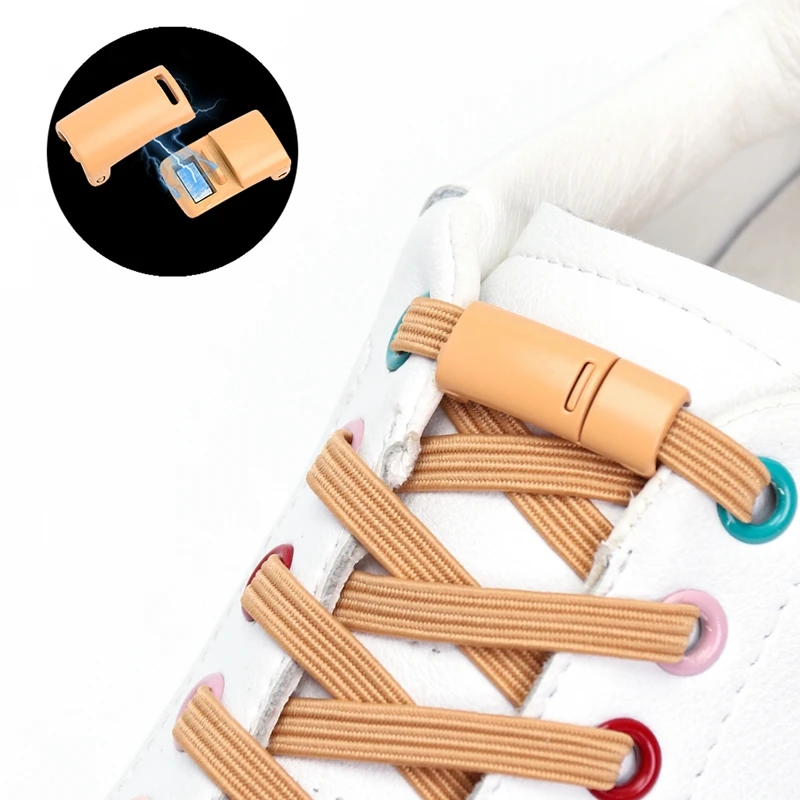 Multicolor Magnetic Lock Shoelaces Elastic No tie Shoe laces Sneakers Shoe lace Kids Adult Quick Laces One Size Fits All Shoes