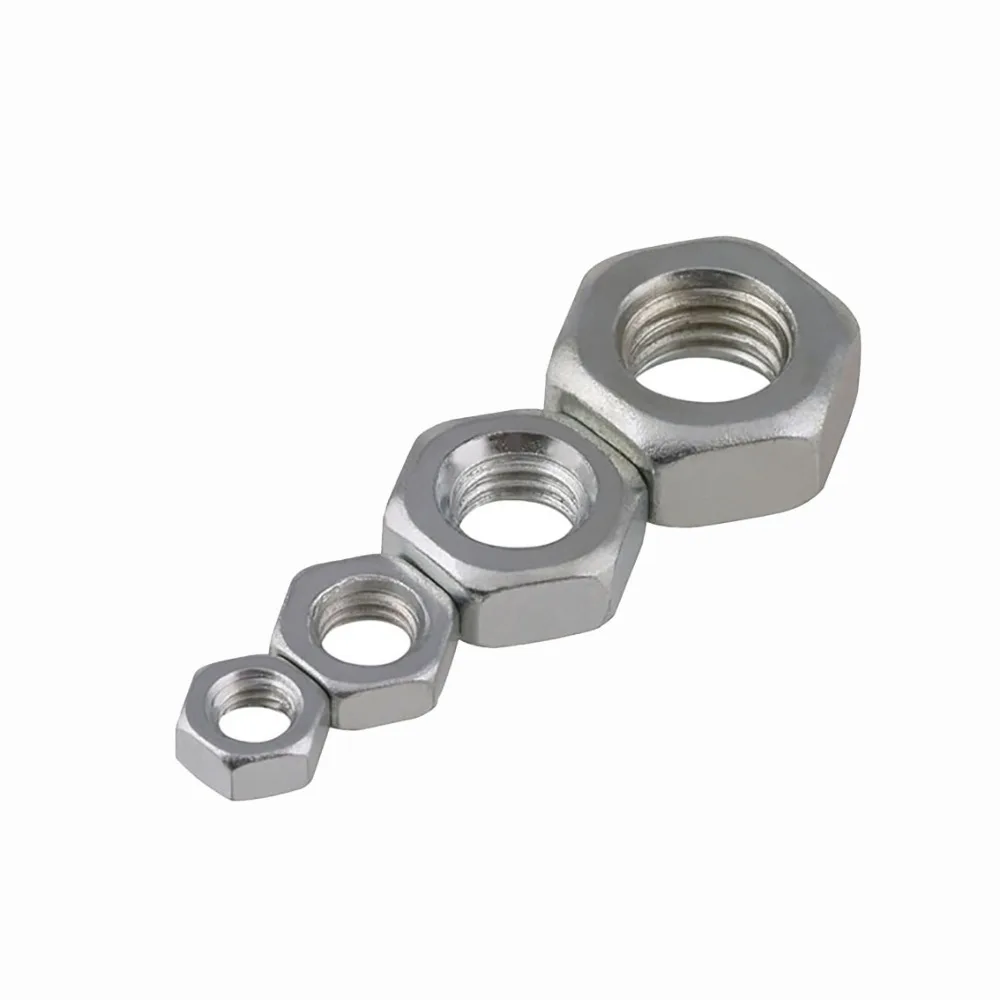 Tuercas hexagonales métricas M2, M2.5, M3, M3.5, M4, M5, M6, M8, M10, acero al carbono Chapado en Zinc blanco
