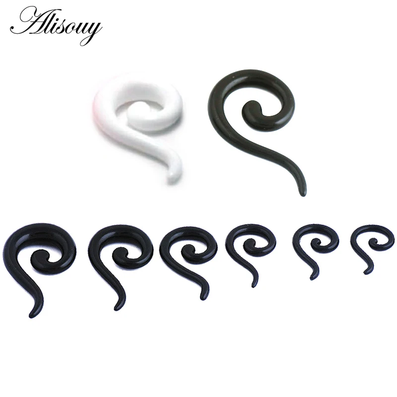 Alisouy 2Pcs Trendy Acrylic Spiral Taper Flesh Ear Plug Tunnel Stretcher Expander Stretching Snail Screw Piercing Body Jewelry