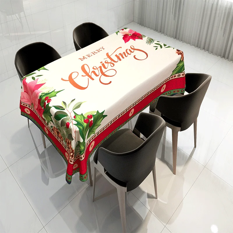 2021 New Year Christmas Tablecloth Kitchen Dining Table Decorations Home Rectangular Party Table Covers Christmas Ornaments